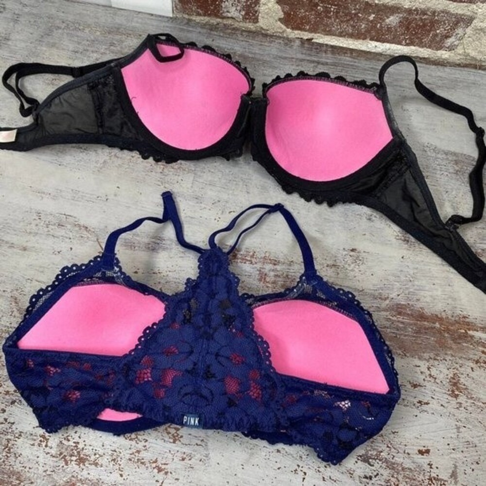 2 Pink Victoria’s Secret Bra Bundle 32C - Picture 3 of 9